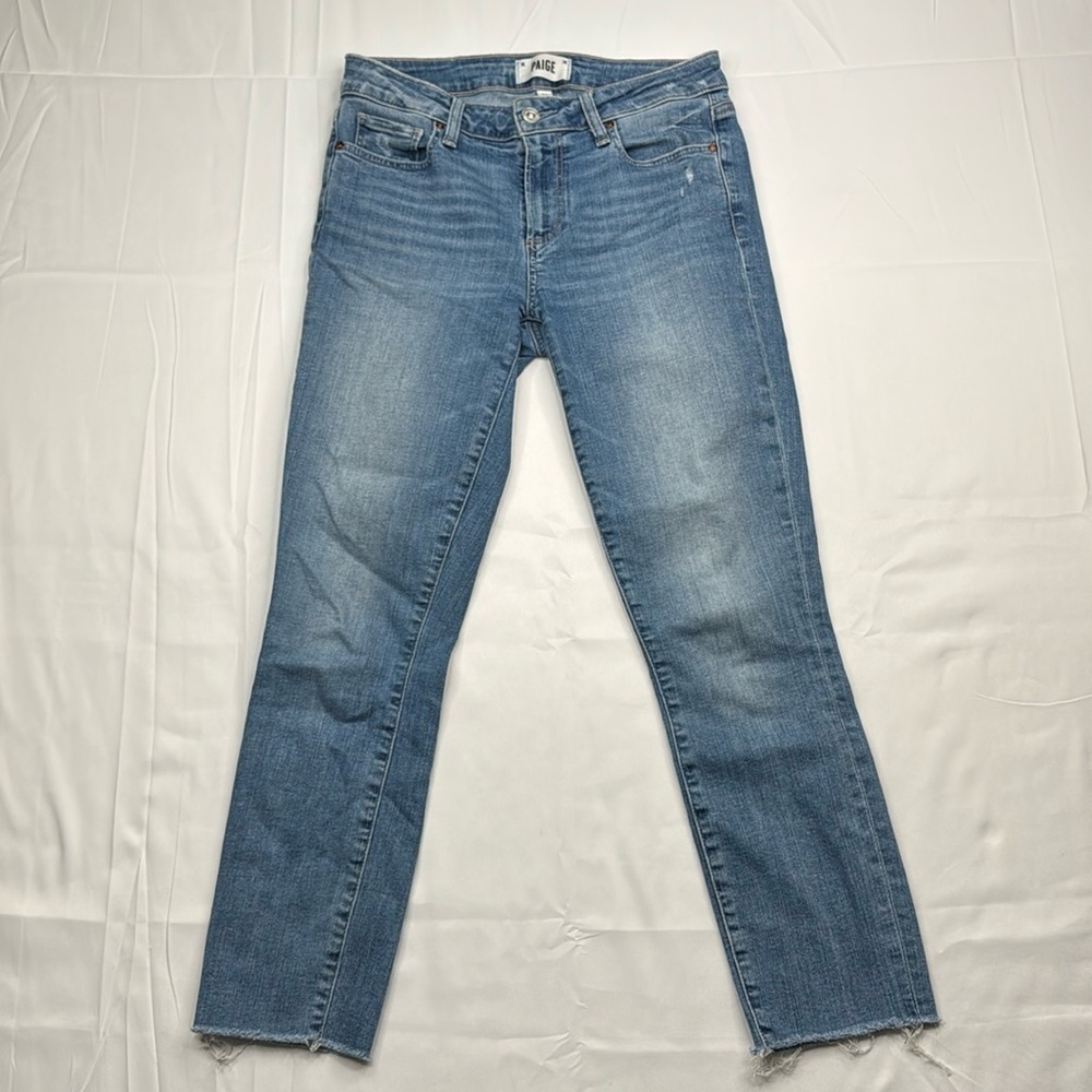 Paige Skyline Crop Skinny size 27 medium wash denim raw hem jeans